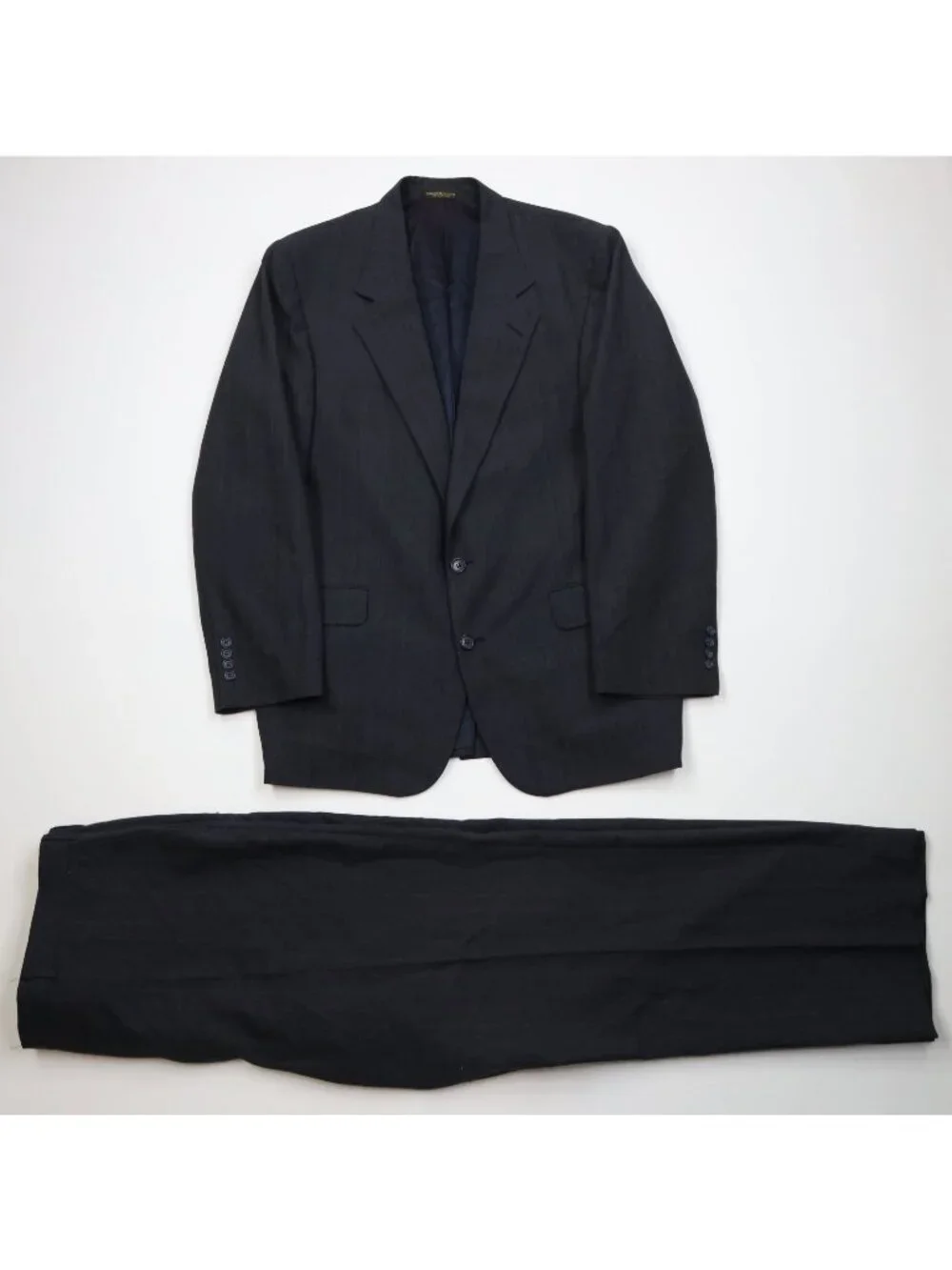 Vtg 90s Streetwear Mens 44L 2 Piece Wool Suit Wedding Striped Wide Leg 40x31 USA